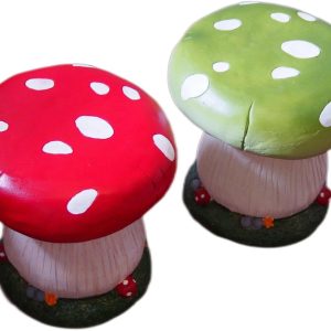 Cute Mushroom Stool for Kids' Room and Garden Decor (Red)