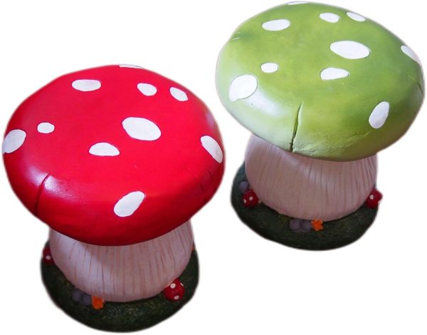 Cute Mushroom Stool for Kids' Room and Garden Decor (Red)
