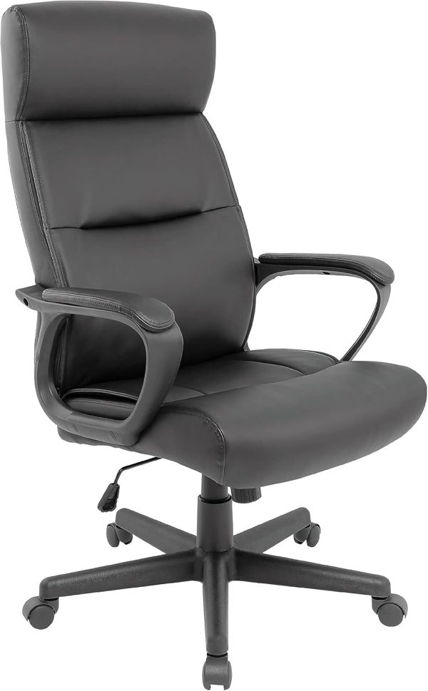 Staples Rutherford Ergonomic Office Chair, High Back, Adjustable, Black Faux Leather
