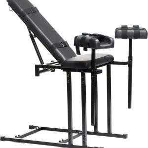 Adjustable Bondage Chair with Restraint Straps, Comfortable Padding, 440 lbs Capacity, Black