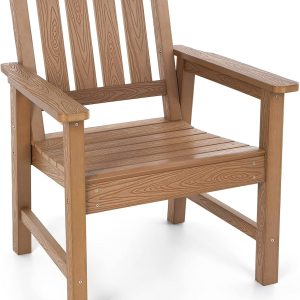 Stoog Patio Chair, All-Weather, 400 lbs Capacity, Wood-Like, Teak, for Patio, Deck, Pool, Backyard
