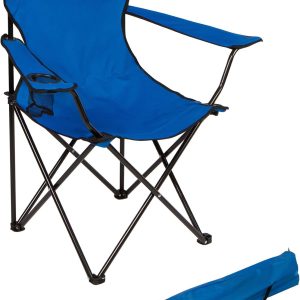Trademark Innovations Folding Beach Camp Chair, 18"x31"x32", Blue