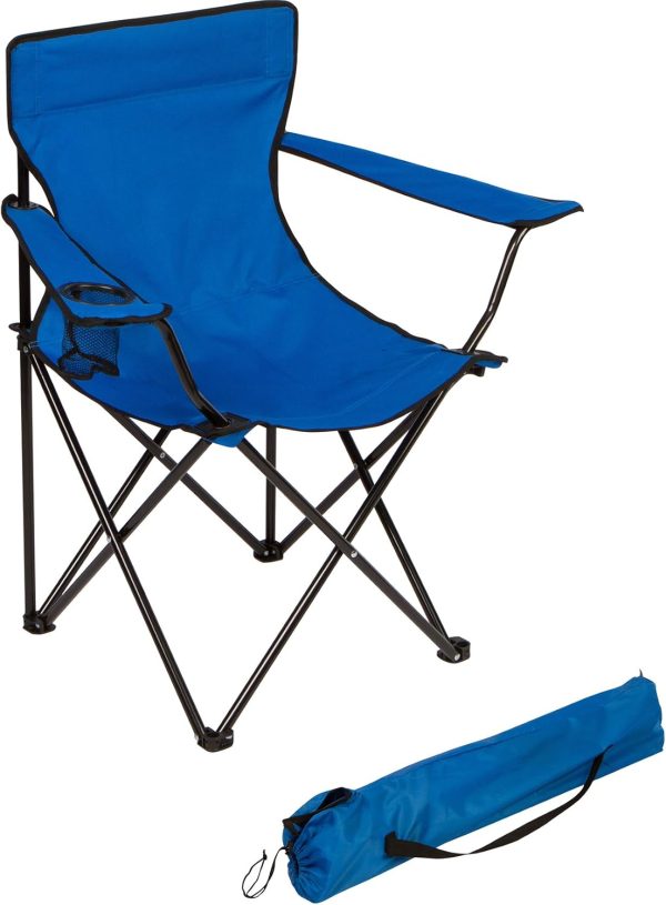 Trademark Innovations Folding Beach Camp Chair, 18"x31"x32", Blue