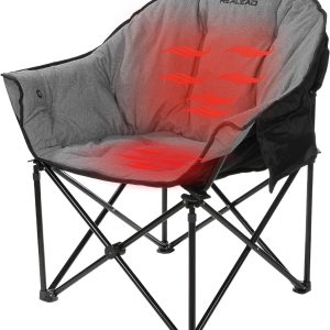 REALEAD Oversized Heated Camping Chair, Padded, 400lbs Capacity, Battery Not Included