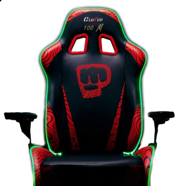 Pewdiepie LED 100M Ergonomic Gaming Chair with Lumbar Pillow - Black