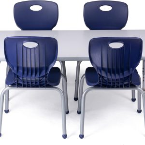 School Table and Chair Set - 24x48 inch Adjustable Table with Spray Edges and Four Premium Chairs