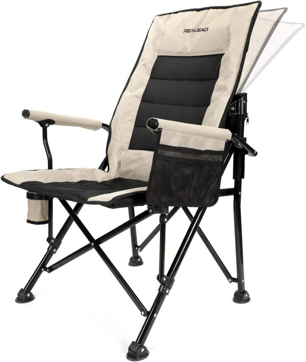 REALEAD Heated Camping Chairs - Padded, Heavy-Duty, 400 lbs Capacity, Portable for Outdoor Events