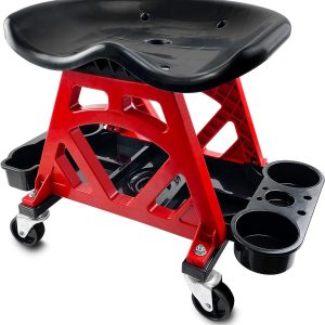 ROBLOCK Durable Rolling Mechanic Stool with Tool Tray for Garage, Workshop, and Auto Repair