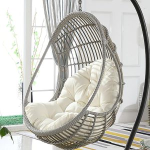 Waterproof Cream Egg Chair Cushion for Outdoor Swing Seat