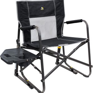 GCI Outdoor Freestyle Rocker XL Camping Chair with Side Table, Black