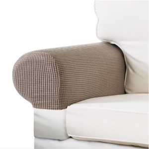 Stretch Armchair Armrest Covers, Anti-Stain, Washable, Sand, Pack of 2