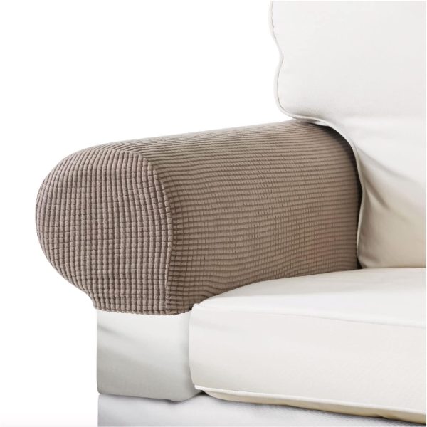 Stretch Armchair Armrest Covers, Anti-Stain, Washable, Sand, Pack of 2