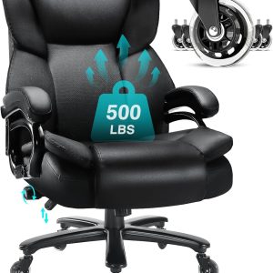 500lbs Big & Tall Office Chair with Lumbar Support and Quiet Wheels