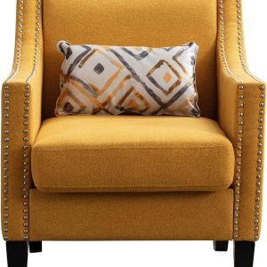 Comfy Linen Reading Armchair for Living Room or Bedroom