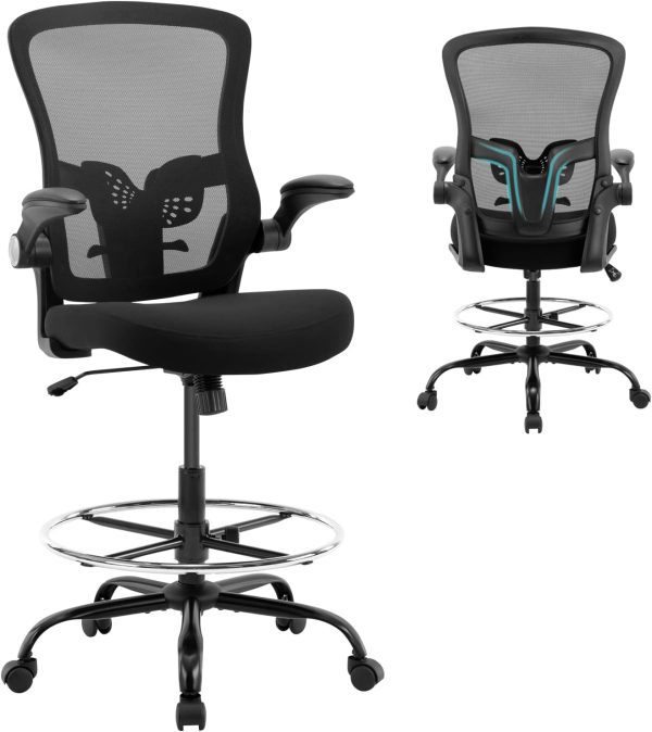 Ergonomic Drafting Chair with Adjustable Features, Black