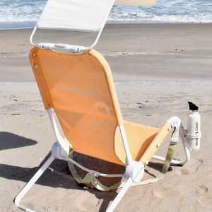 SUNFLOW Beach Chair with Sun Shade and Drink Holder - Compact, Comfortable, Rust-Resistant Aluminum, Creamsicle