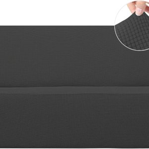 Stretch Sofa Slipcover, 1-Piece, Dark Gray, Polyester Spandex, Small Checks