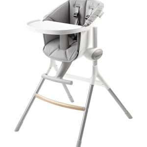 BEABA Adjustable High Chair, 6-36 Months, Gray, with Removable Tray, Footrest, and Cushion