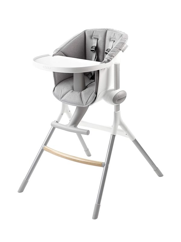 BEABA Adjustable High Chair, 6-36 Months, Gray, with Removable Tray, Footrest, and Cushion