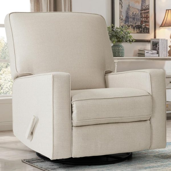 Beige Swivel Rocker Recliner Chair for Nursery, Living Room, Bedroom
