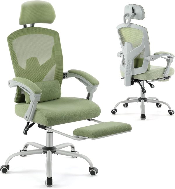 Sweetcrispy Ergonomic Mesh Office Chair with Lumbar Support, Green