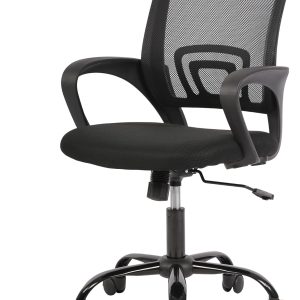 PayLessHere Ergonomic Office Chair, Adjustable Mid-Back Desk Chair with Lumbar Support, Black