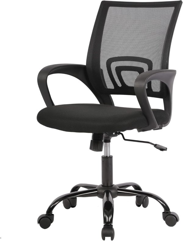 PayLessHere Ergonomic Office Chair, Adjustable Mid-Back Desk Chair with Lumbar Support, Black