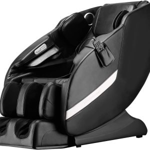 Electric Shiatsu Zero Gravity Massage Chair with Heat, Foot Roller, Airbag System, Stretch, Vibration, and Bluetooth Speaker, Black