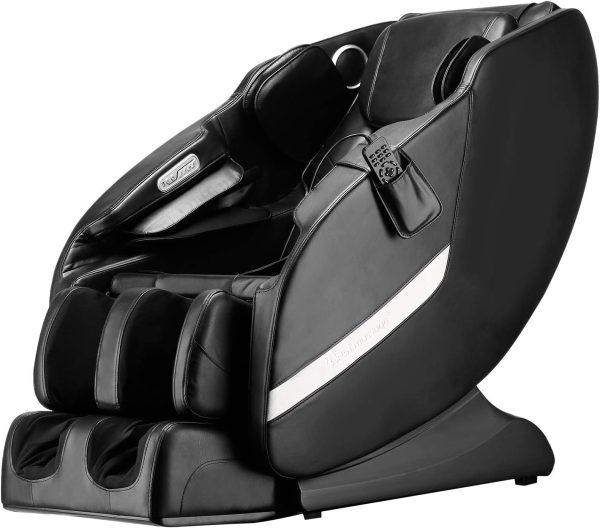 Electric Shiatsu Zero Gravity Massage Chair with Heat, Foot Roller, Airbag System, Stretch, Vibration, and Bluetooth Speaker, Black