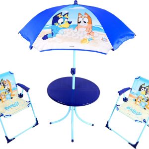 Bluey & Bingo Children's Table & Chairs Set with Parasol for Indoor & Outdoor Use