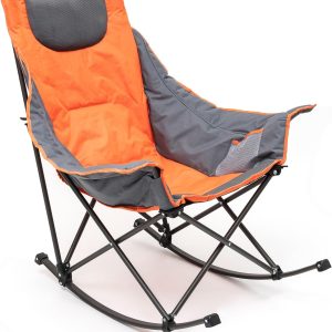 Sunnyfeel Oversized Rocking Camping Chair, Padded with Side Pocket, High Back, Portable, 500 lbs Capacity