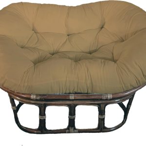 Rattan Double Papasan Chair with Thick Microsuede Cushion (Camel)