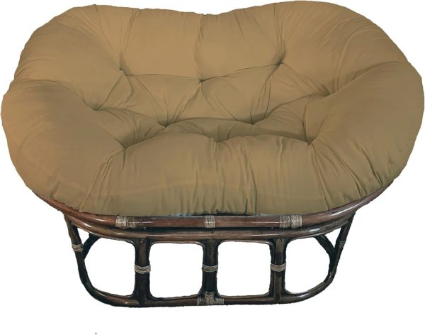 Rattan Double Papasan Chair with Thick Microsuede Cushion (Camel)