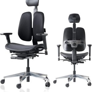 Duorest Alpha Ergonomic Office Chair with Dual Backrests for Lower Back Pain Relief (Black)