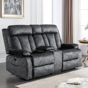 Power Reclining Loveseat with Heat, Massage, Console, Cup Holders, USB/Type-C Ports, Plush Velvet