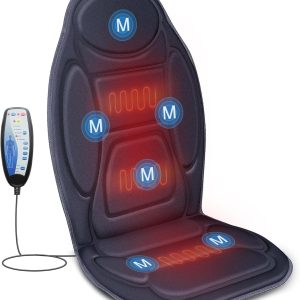 Snailax Heated Vibration Back Massager Seat Cushion, 6 Motors, 2 Heat Levels, Home/Office Use