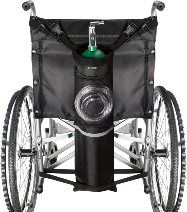 Black Oxygen Cylinder Bag with Buckles for Wheelchairs