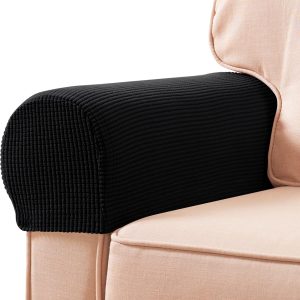 SUBRTEX Stretch Armrest Covers for Chairs and Sofas, 2pcs (Black)