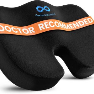 Everlasting Comfort Seat Cushion for Office, Car, and Tailbone Pain Relief (Black)
