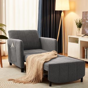 84" Convertible Sleeper Chair Bed, 4-in-1 Pull-Out Sofa for Small Spaces (Dark Grey)