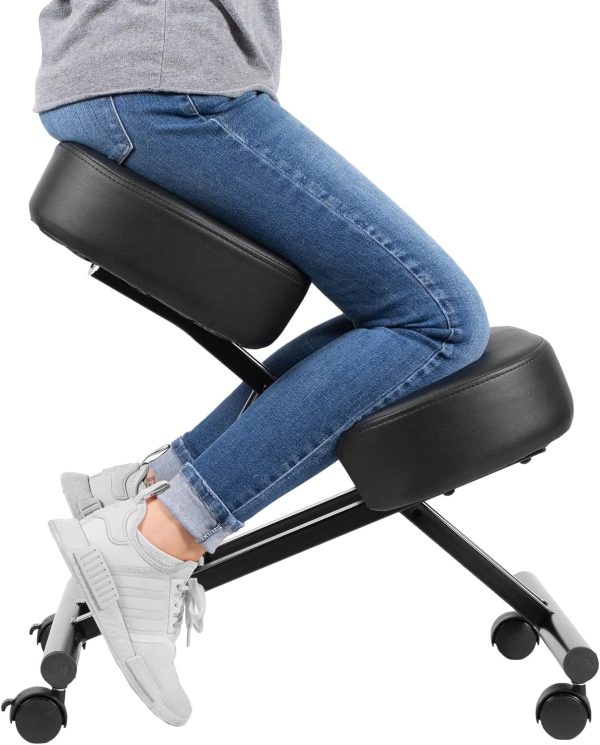Ergonomic Kneeling Chair with Adjustable Angled Seat and Comfortable Foam Cushions for Home and Office