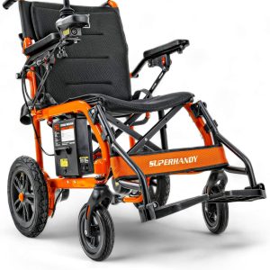 SuperHandy GoRide Electric Wheelchair - Lightweight, Foldable, Dual Motors, Zero Turn, Portable (220lbs Capacity)