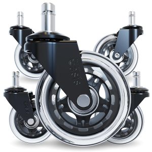 Office Oasis Rollerblade Chair Wheels - Smooth, Quiet, Floor-Safe, Easy-Install, Universal Fit, Set of 5