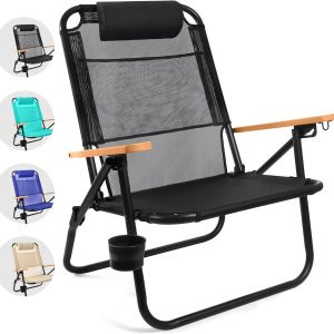 Water Buffalo Bondi Backpack Beach Chair with Reclining, Cup Holder, and High Back Support