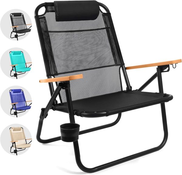 Water Buffalo Bondi Backpack Beach Chair with Reclining, Cup Holder, and High Back Support