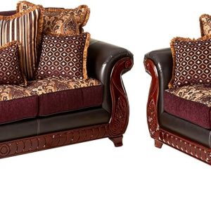 Furniture of America Kildred 2-Piece Burgundy Sofa Set