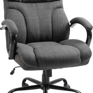 Vinsetto 500lbs Big and Tall Office Chair, Wide Seat, Adjustable, Swivel, Linen, Dark Grey