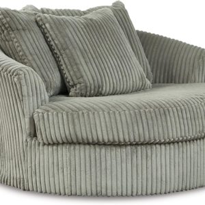 Ashley Lindyn Transitional Oval Tufted Oversized Swivel Accent Chair, Gray