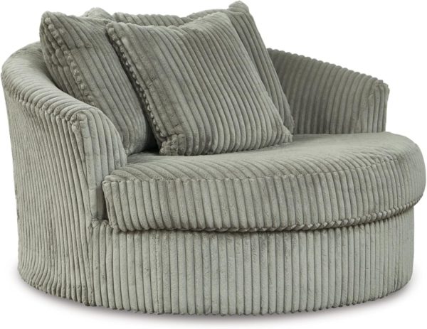 Ashley Lindyn Transitional Oval Tufted Oversized Swivel Accent Chair, Gray