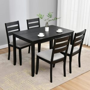 DUHOME 47.2" Black Solid Wood Rectangular Dining Table for Kitchen, Dining Room, Living Room, Restaurant